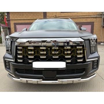 Защита переднего бампера двойная с перемычками Папа Тюнинг d60/42 для GAC GS8 2025-