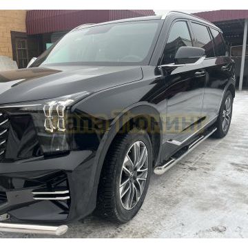 Пороги труба с проступью Папа Тюнинг d76 для GAC GS8 2025-