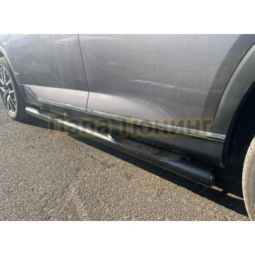 Пороги труба с проступью с покрытием "раптор" Папа Тюнинг d76 для GAC GS8 2025-