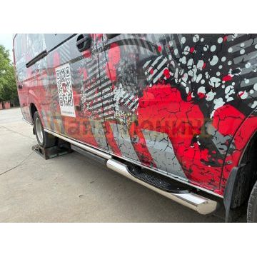 Пороги труба с проступью Папа Тюнинг d76 для ГАЗель Next NN 2021-