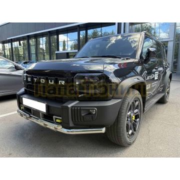 Защита переднего бампера двойная с перемычками Папа Тюнинг d60/42 для JETOUR T2 2024-