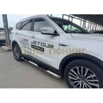 Пороги труба с проступью Папа Тюнинг d76 для JETOUR X70 Plus 2023-