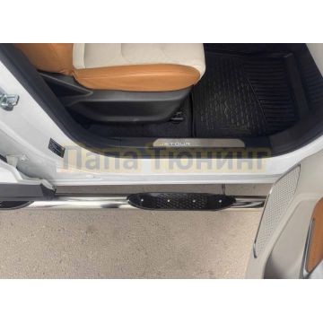 Пороги труба с проступью Папа Тюнинг d76 для JETOUR X70 Plus 2023-