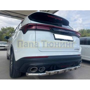 Защита заднего бампера двойная с перемычками Папа Тюнинг d60/42 для JETOUR X70 Plus 2023-