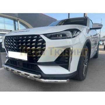 Защита переднего бампера двойная с перемычками Папа Тюнинг d60/42 для JETOUR X70 Plus 2023-