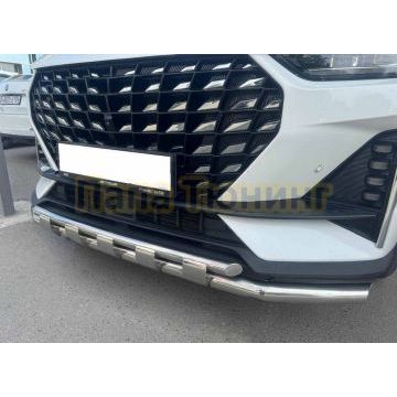 Защита переднего бампера двойная с перемычками Папа Тюнинг d60/42 для JETOUR X70 Plus 2023-