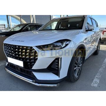 Защита переднего бампера двойная Папа Тюнинг d60/42 для JETOUR X70 Plus 2023-