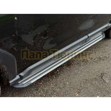 Пороги алюминиевые "Slim Line Silver" 1720 мм ТСС для Haval H3 2024-