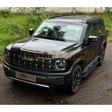 Пороги алюминиевые "Slim Line Black" 1720 мм ТСС для Haval H3 2024-