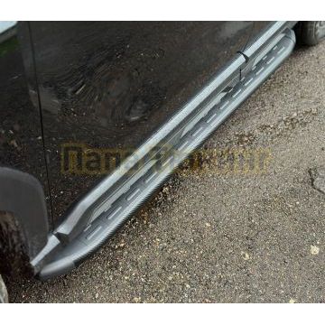 Пороги алюминиевые с пластиковой накладкой (карбон черные) 1720 мм ТСС для Haval H3 2024-