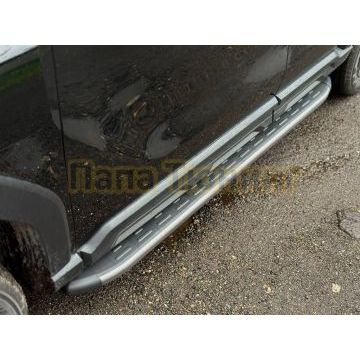 Пороги алюминиевые с пластиковой накладкой (карбон серые) 1720 мм ТСС для Haval H3 2024-