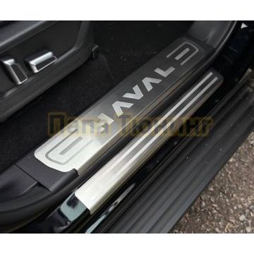 Накладки на пластиковые пороги (лист шлифованный надпись HAVAL) 4шт ТСС для Haval H3 2024-