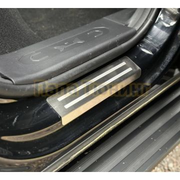 Накладки на пороги (лист шлифованный с полосой) 4шт ТСС для Haval H3 2024-