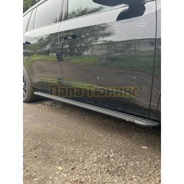 Пороги алюминиевые "Slim Line Black" 2020 мм ТСС для Volkswagen Teramont Pro 2025- (Китай)