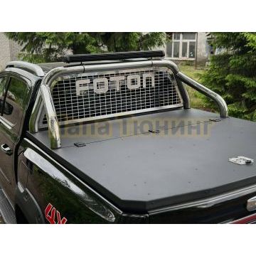 Защита кузова и заднего стекла (для крышки) 76,1 мм со светодиодной фарой ТСС для Foton Tunland V7 2024-