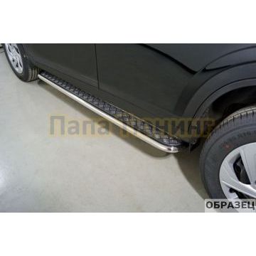 Пороги с площадкой (нерж. лист) 42,4 мм ТСС для Haval H7 2024- Пороги с площадкой (нерж. лист) 42,4 мм ТСС для Haval H7 2024-