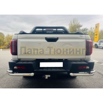 Защита заднего бампера угловая двойная Папа Тюнинг d60/42 для Jac T9 2023-