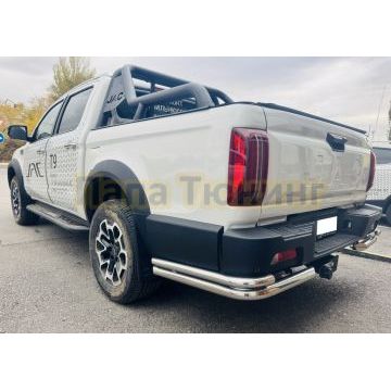 Защита заднего бампера угловая двойная Папа Тюнинг d60/42 для Jac T9 2023-