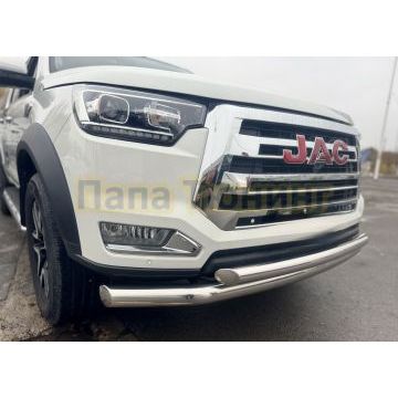 Защита переднего бампера двойная Папа Тюнинг d76/60 для Jac T8 Pro 2020-