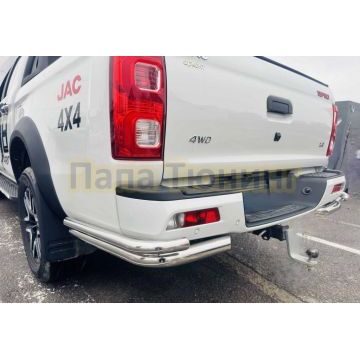 Защита заднего бампера угловая двойная Папа Тюнинг d60/42 для Jac T8 Pro 2020-