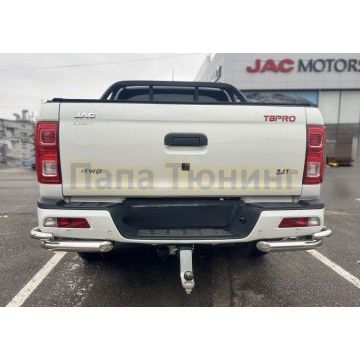 Защита заднего бампера угловая двойная Папа Тюнинг d60/42 для Jac T8 Pro 2020-