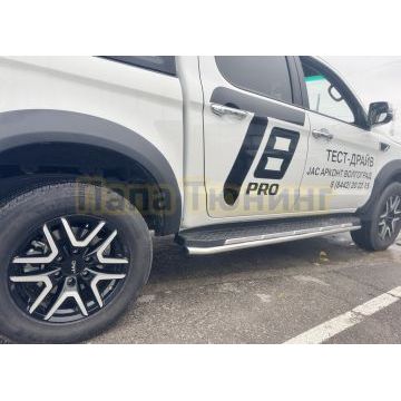 Защита штатного порога труба Папа Тюнинг d42 для Jac T8 Pro 2020-