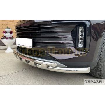 Защита переднего бампера двойная с перемычками Папа Тюнинг d60/42 для Jac T8 Pro 2020-