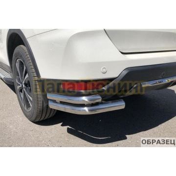 Защита заднего бампера угловая двойная Папа Тюнинг d76/42 для Jac T8 Pro 2020-
