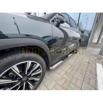 Пороги труба с проступью Папа Тюнинг d76 для JETOUR Dashing 2023-