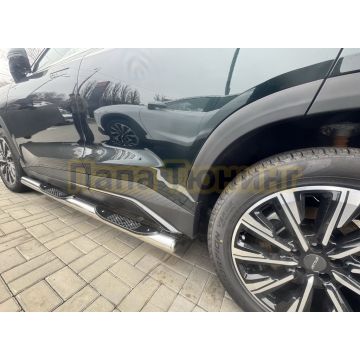 Пороги труба с проступью Папа Тюнинг d76 для JETOUR Dashing 2023-