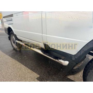 Пороги труба с проступью Папа Тюнинг d76 для ГАЗель Соболь