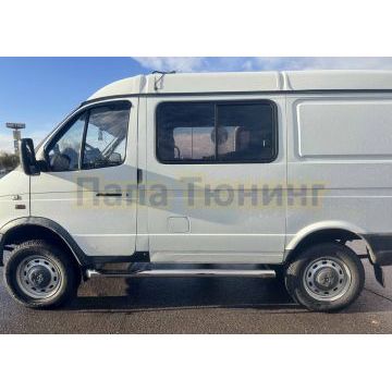 Пороги труба с проступью Папа Тюнинг d76 для ГАЗель Соболь