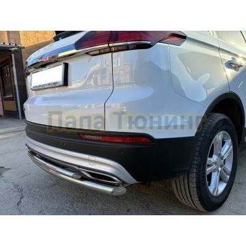Защита заднего бампера двойная Папа Тюнинг d60/42 для BELGEE X70 2024-