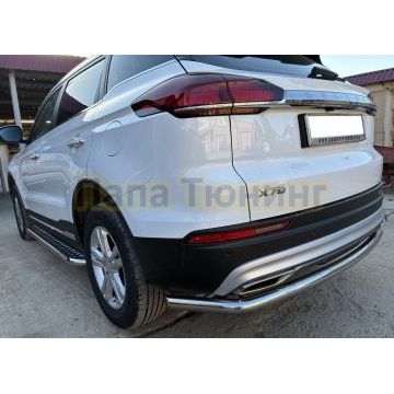 Защита заднего бампера угловая большая Папа Тюнинг d60 для BELGEE X70 2024-