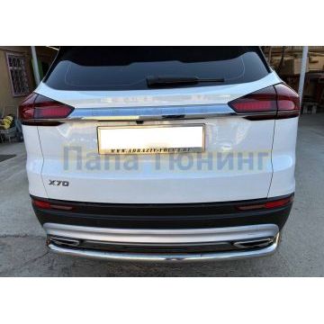 Защита заднего бампера угловая большая Папа Тюнинг d60 для BELGEE X70 2024-