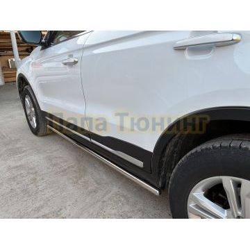 Защита штатного порога труба Папа Тюнинг d42 для BELGEE X70 2024-