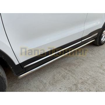 Защита штатного порога труба Папа Тюнинг d42 для BELGEE X70 2024-