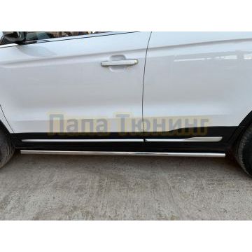 Защита штатного порога труба Папа Тюнинг d42 для BELGEE X70 2024-