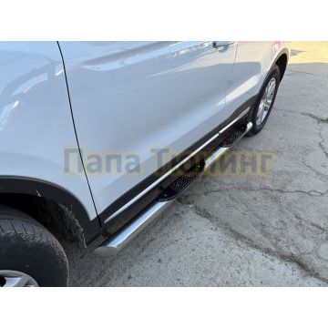 Пороги труба с проступью Папа Тюнинг d76 для BELGEE X70 2024-