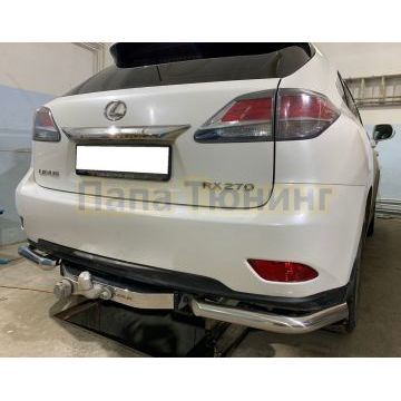 Защита заднего бампера уголки Папа Тюнинг d60 для Lexus RX270/RX350/RX450h (2009-2015)