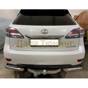 Защита заднего бампера уголки Папа Тюнинг d60 для Lexus RX270/RX350/RX450h (2009-2015)