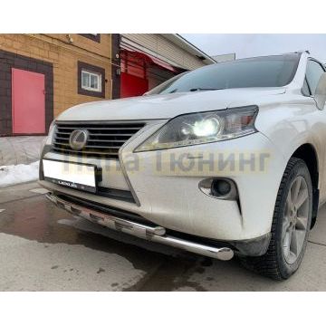Защита переднего бампера двойная с перемычками Папа Тюнинг d60/42 для Lexus RX270/RX350/RX450h  (2009-2015)