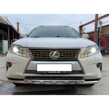 Защита переднего бампера двойная с перемычками Папа Тюнинг d60/42 для Lexus RX270/RX350/RX450h  (2009-2015)