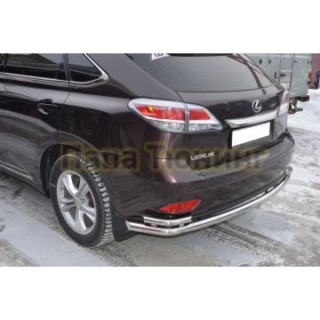 Защита заднего бампера двойная угловая большая d60/42 для Lexus RX270/RX350/RX450h 2009-2015