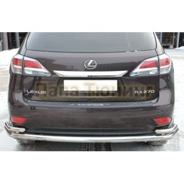 Защита заднего бампера двойная угловая большая d60/42 для Lexus RX270/RX350/RX450h 2009-2015