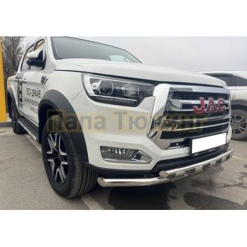 Защита переднего бампера двойная с перемычками Папа Тюнинг d60/42 для JAC T8 Pro 2020-