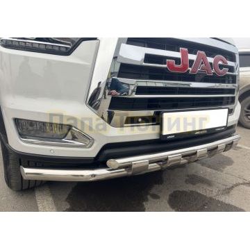 Защита переднего бампера двойная с перемычками Папа Тюнинг d60/42 для JAC T8 Pro 2020-
