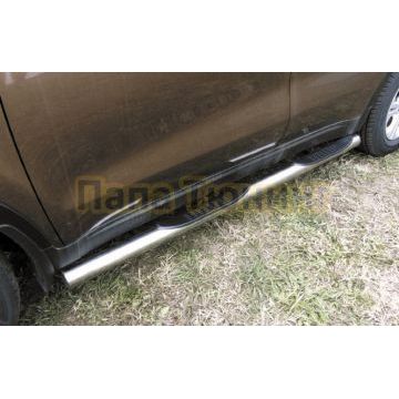 Пороги труба с проступью Папа Тюнинг d76 для Kia Sorento 2020- Пороги труба с проступью Папа Тюнинг d76 для Kia Sorento 2020-