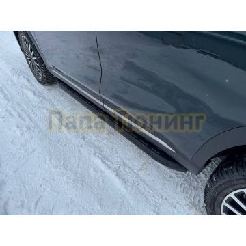 Пороги алюминиевые с пластиковой накладкой (карбон черные) 1720 мм ТСС для Tenet T8 4WD 2025-