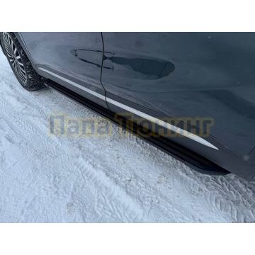 Пороги алюминиевые "Slim Line Black" 1720 мм ТСС для Tenet T8 4WD 2025-